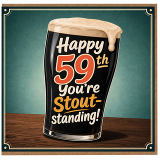59th Birthday Card, Happy 59th You're Stout - standing Funny Beer Card