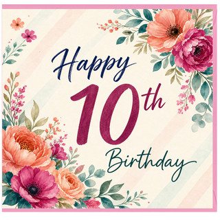 10th Birthday Card, Floral Happy 70th Birthday Card