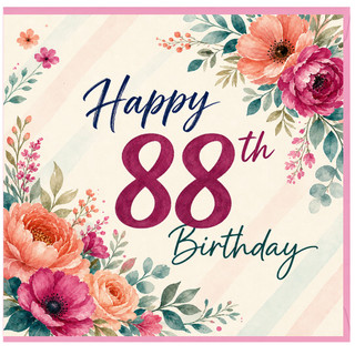 88th Birthday Card, Happy 88th Birthday Floral Card