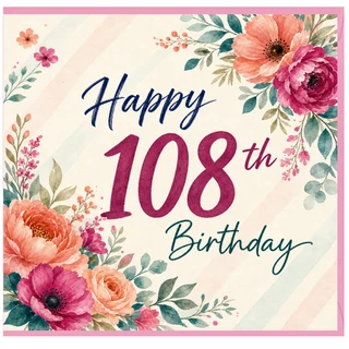 108th Birthday Card, Happy 108th Birthday Floral Card
