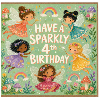 4th Birthday Card, Have a Sparkly Birthday Fairy Card