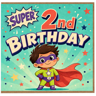 2nd Birthday Card, Superhero Boy Birthday Card