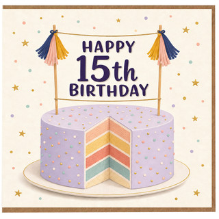 15th Birthday Card, Happy 15th Birthday Cake Design
