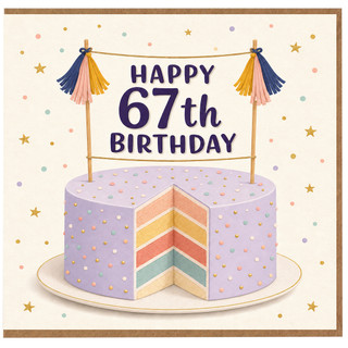 67th Birthday Card, Happy 67th Birthday Cake Design Card