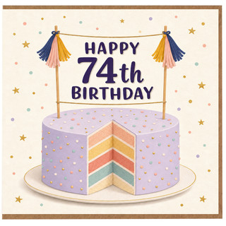 74th Birthday Card, Happy 74th Birthday Cake Design