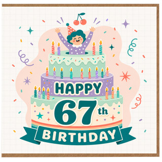 67th Birthday Card, Happy 67th Birthday Cake Design