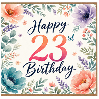 23rd Birthday Card, Floral Happy 23rd Birthday Card