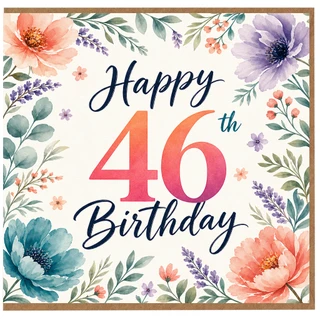 46th Birthday Card, Floral Happy 46th Birthday Card