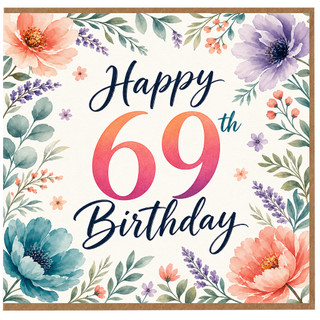 69th Birthday Card, Floral Happy 69th Birthday Card