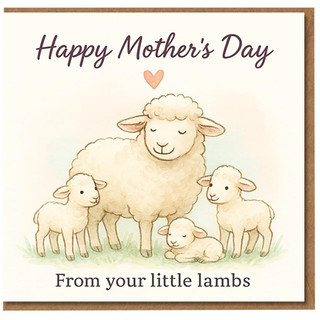 Mother's Day Card From Your Little Lambs - Cute Sheep Family Illustration - Happy Mother's Day for Mum from the Kids
