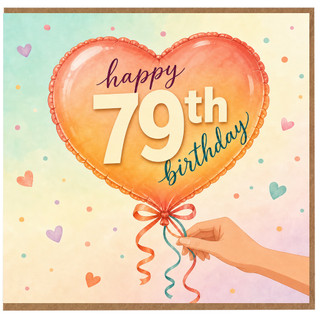 79th Birthday Card, Happy 79th Birthday Heart Balloon Design Card