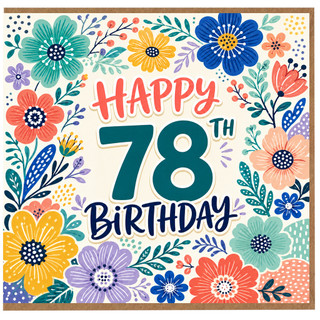 78th Birthday Card, Floral Happy 78th Birthday Card