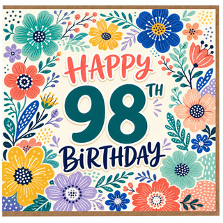 98th Birthday Card, Happy 98th Birthday Floral Card