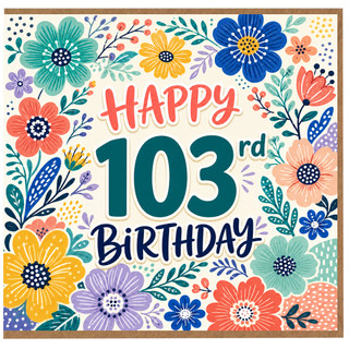 103rd Birthday Card, Floral Happy 103rd Birthday Card