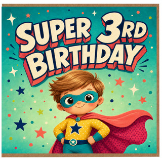 3rd Birthday Card, Superhero Boy Birthday Card