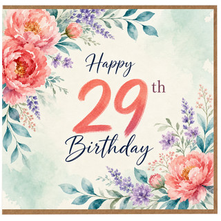 29th Birthday Card, Floral Happy Birthday Card
