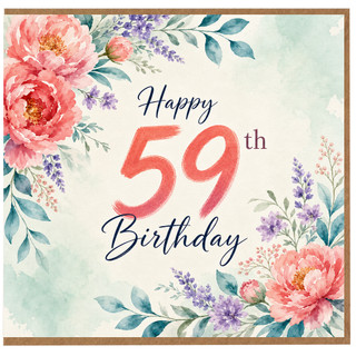 59th Birthday Card, Floral Happy 59th Birthday Card