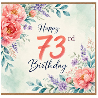 73rd Birthday Card, Floral Happy 73rd Birthday Card