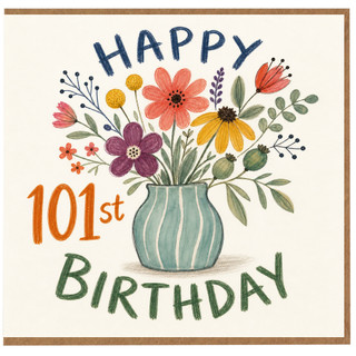 101st Birthday Card, Happy 101st Birthday Floral Card