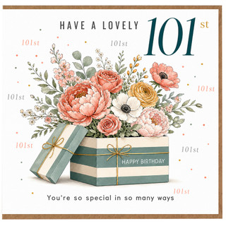 101st Birthday Card, Floral Happy Birthday Card