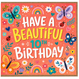 10th Birthday Card, Have a Beautiful 10th Birthday Card with Butterflies and Flowers