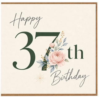 37th Birthday Card, Elegant Floral Happy Birthday Card