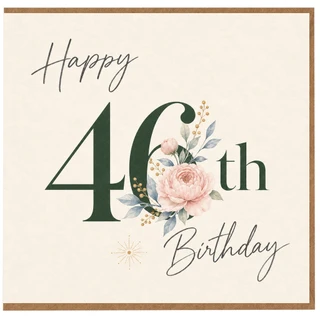46th Birthday Card, Happy 46th Birthday Floral Card