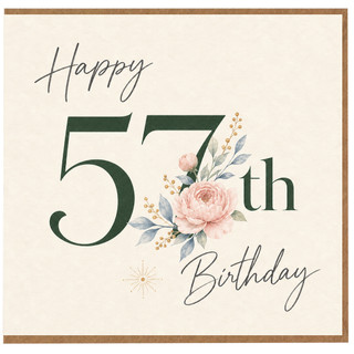 57th Birthday Card, Elegant Floral Happy 57th Birthday Card