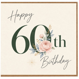 60th Birthday Card, Happy Birthday Floral Card