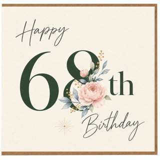 68th Birthday Card, Floral Happy 68th Birthday Card
