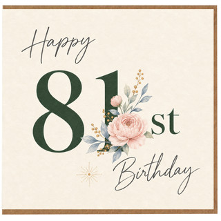 81st Birthday Card, Happy 81st Birthday Floral Card
