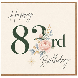 83rd Birthday Card, Happy 83rd Birthday Floral Greeting Card