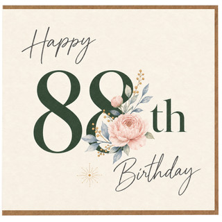 88th Birthday Card, Happy 88th Birthday Floral Greeting Card