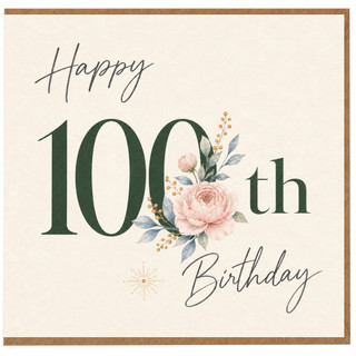 100th Birthday Card, Happy Birthday Floral Design