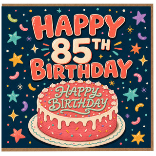 85th Birthday Card, Happy 85th Birthday Card with Cake Design