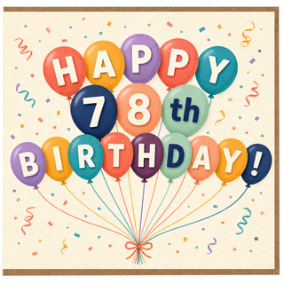 78th Birthday Card, Happy 78th Birthday Balloon Design