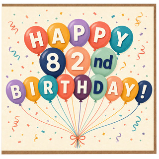 82nd Birthday Card, Happy 82nd Birthday Balloon Design