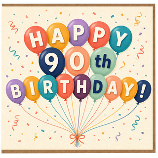 90th Birthday Card, Happy Birthday Balloon Design