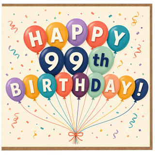 99th Birthday Card, Happy 99th Birthday Balloon Design
