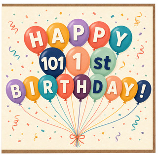 101st Birthday Card, Happy 101st Birthday Balloon Card