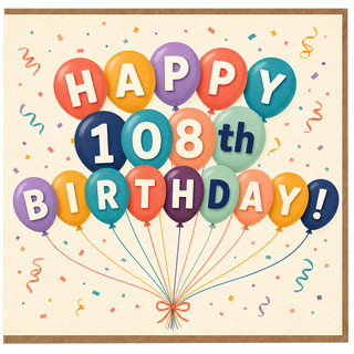 108th Birthday Card, Happy 108th Birthday Balloon Card