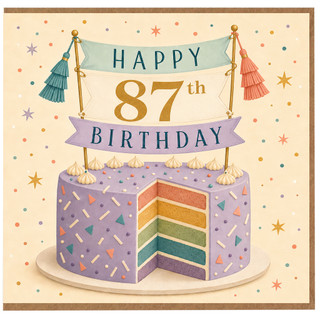 87th Birthday Card, Happy 87th Birthday Cake Design Card