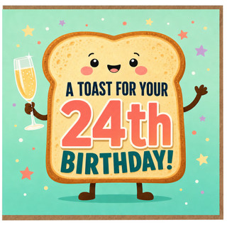 24th Birthday Card, A Toast For Your Birthday Toast Character Party Card