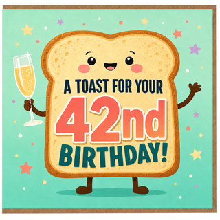 42nd Birthday Card, A Toast For Your Birthday Toast Character Card