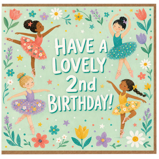 2nd Birthday Card, Lovely Ballerina Girls Birthday Card