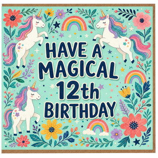 12th Birthday Card, Have a Magical Unicorn Birthday Card