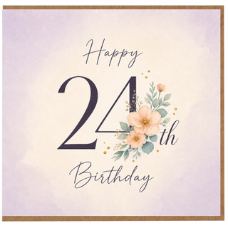 24th Birthday Card, Floral Happy Birthday Card for 24 Year Old