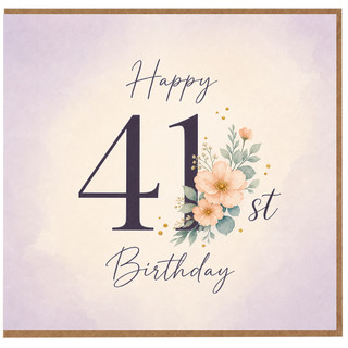 41st Birthday Card, Happy 41st Birthday Floral Greeting Card