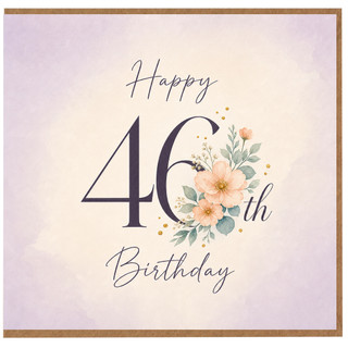 46th Birthday Card, Elegant Floral Happy Birthday Card