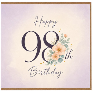 98th Birthday Card, Floral Happy 98th Birthday Card